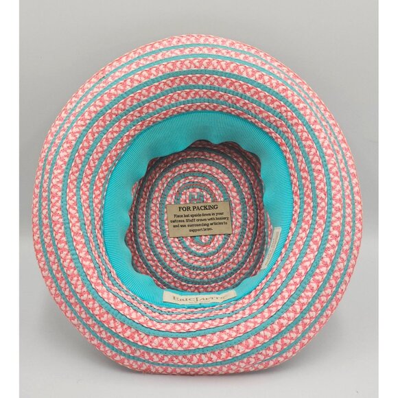 Eric Javits Women's Pink Teal Striped UPF 50+ Packable Squishee Bucket Hat 2701 - Picture 14 of 16